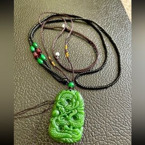 Jade dragon pendant necklace
